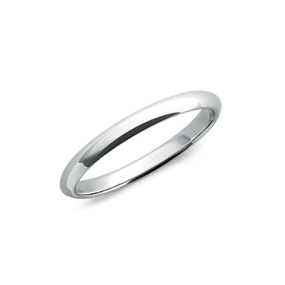 LeCalla 925 Sterling Silver Plane Dome Wedding Band Ring Round Classic Finger Ring for Women (Ring Size - 9 No.)