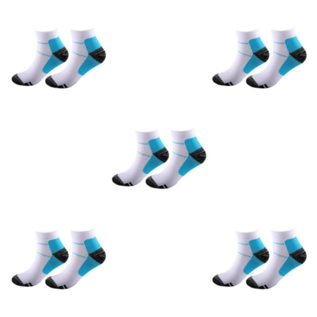 kurtrusly 1/2/3/5 2pcs/set Compression Socks For Women Performance And Reduce Fatigue Relieve blue S/M 5PCS