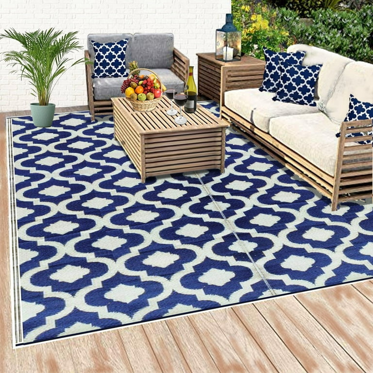 Outdoor Rugs for Patio Clearance - 5'x8' Waterproof Indoor Outdoor Rug  Carpet Retro Square Moroccan Stickers Area Rug for Picnic Beach Porch Deck