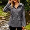 thumbnail image 3 of Cilsoka Windbreaker Jacket Women Athletic Waterproof Waist Raincoat Lightweight Outdoor Hooded Rain Jacket with Pockets, 3 of 5