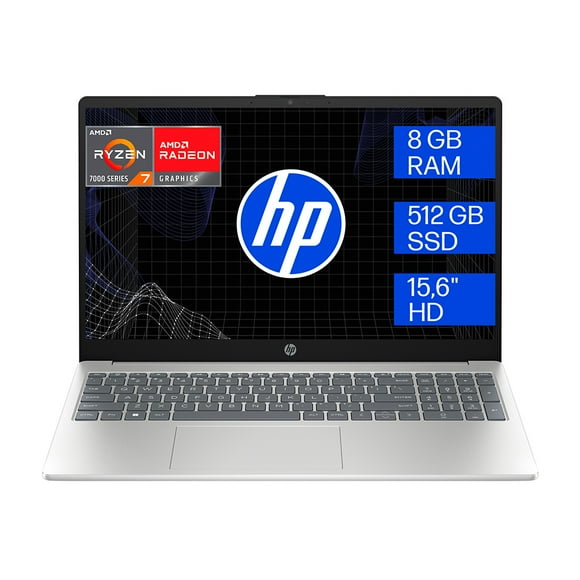 Laptop HP 15-fc0081la AMD Ryzen 7 8GB RAM 512GB SSD Incluye Microsoft 365 Personal y Curso Multilenguaje 1 Año