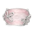 thumbnail image 4 of Sterling Silver Rhodium-plated Rose Quartz/White Sapphire Ring, 4 of 5