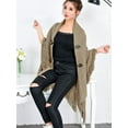 thumbnail image 2 of KingShop Ponchos for Women Batwing Tassel Irregular Hem Two Button Split Wrap Cardigan Poncho Sweater Coat, 2 of 5