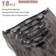 thumbnail image 3 of My-Lady 17-24Inch 8Pcs/set 18Clips in Long Wavy Synthetic Hair Extension Fiber Thick Double Weft Hair Hairpieces for Women Full Head Highlights Brown Black, 3 of 8