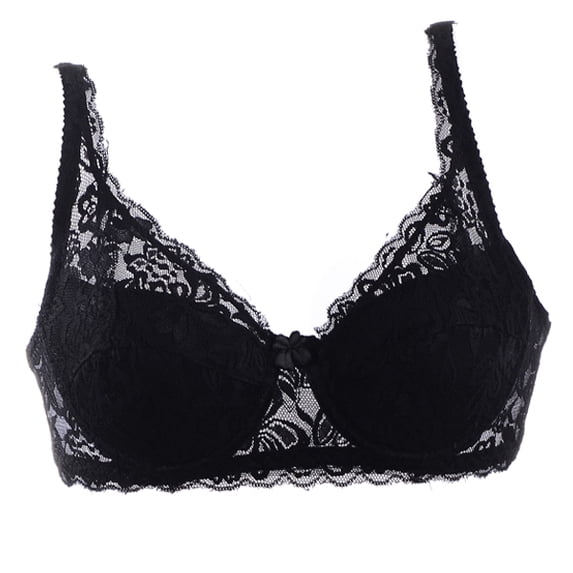Summark Sexy gathered push chest underwire 5/8 cup lace bra underwear back double-row buckle full lace thin bra 32/34/36/38/40