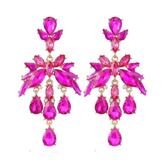 QDDollarsFun Teardrop Chandelier Earrings, Teardrop Cluster Dangle Earrings for Women, Bohemian Flower Teardrop Statement Earrings, Floral Teardrop Drop Earrings for Ladies
