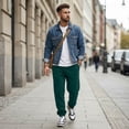thumbnail image 7 of Men's Jogger Sweatpants Drawstring Elastic Waist Tapered Leg Solid Color Casual Athletic Lounge Pants with Pockets, 7 of 7