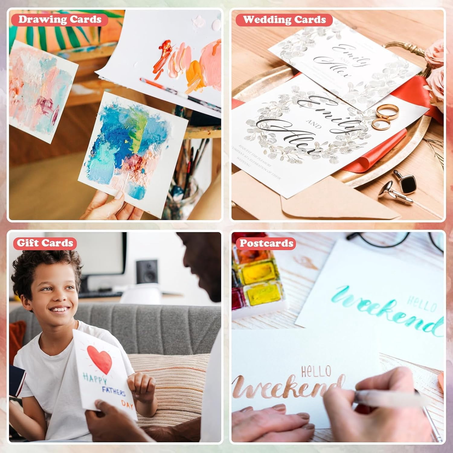 EP 70 Sets Blank Watercolor Cards with Envelopes, 140lb/300GSM Cotton Watercolor Paper Cards, 4 x 6 in Foldable Watercolor Postcards with Envelopes for Greeting Cards Birthday Wedding Invitations