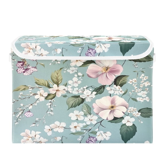 Storage Box With Lid 16.5x12.6x11.8In Foldable Stacked Household Storage Box Colorful Flower