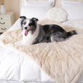 thumbnail image 4 of Waterproof Plush Long Faux Fur Pet Throw Blanket Ultra Soft Fluffy Bed Couch Cover Washable - Premium Flannel Calming Blankets for Dog Puppy Cat (60x80 Inch (Pack of 1), Beige), 4 of 10
