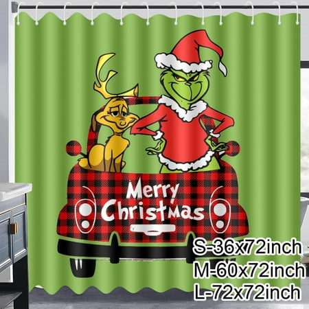 Grinch Christmas Shower Curtain for Bathroom Sets Christmas Style Home Bath Bathtub Decorations Durable Waterproof Fabric with 12 Hooks,,60x72 Inch