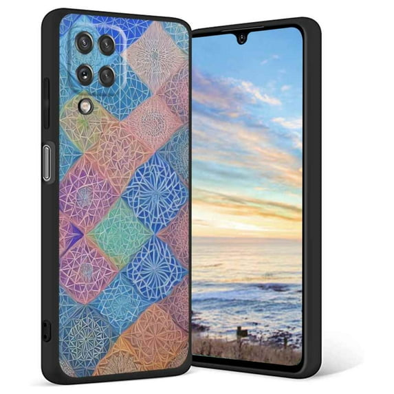 Mandala-Geometry-Triangles-Art-207 Phone Case, Degined for Samsung Galaxy A12 Case Men Women, Flexible Silicone Shockproof Case for Samsung Galaxy A12