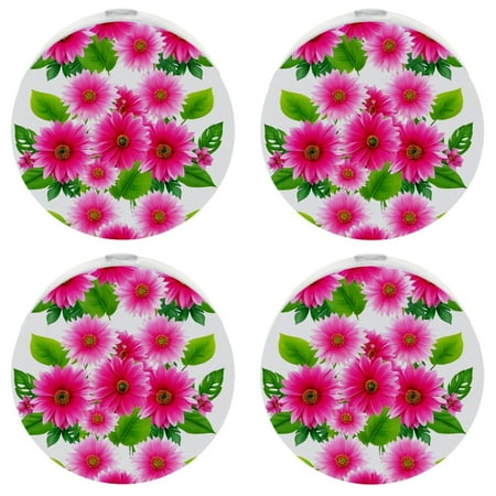 

YZUOUZY Night Lights Plug into Wall Nightlight 4 Pack Water Lilies Pink Roses