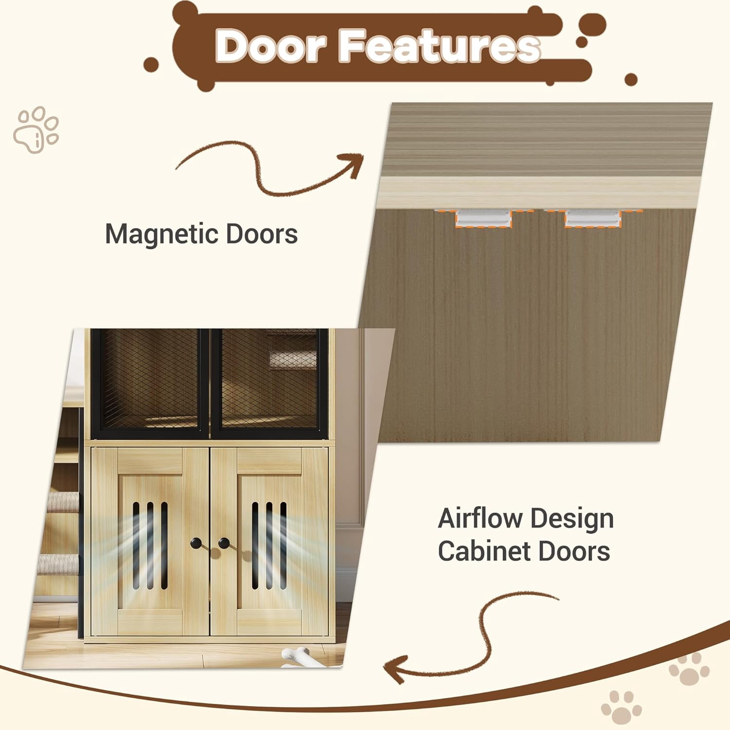 Cat Litter Box Enclosure for 2 Cats and Doors,Double Cat House with Storage Space,Enclosed Litter Box Furniture with Ladder