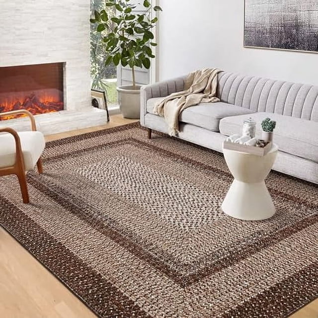 Rugs for Living Room,Rug Imitation Braided Large Area Rug,Washable Area Rug,Modern Rugs for Bedroom,Non-Slip Throw Rugs Stain Resistant Carpet,for Office Dining Room