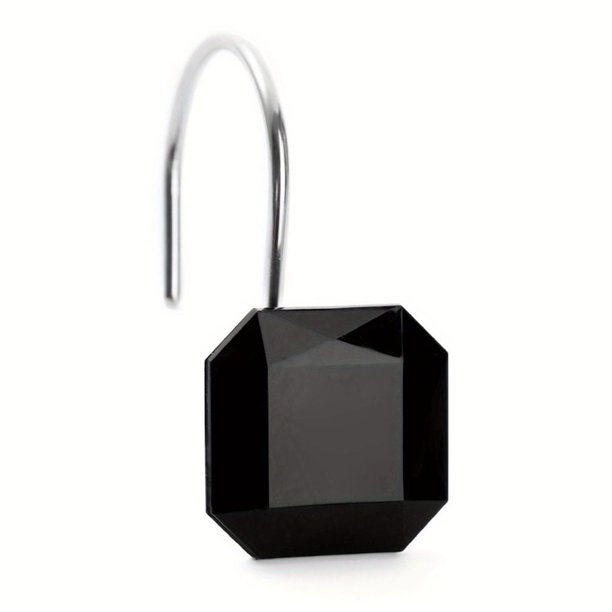 DEKAXID - 12 ganchos cuadrados simples de acrílico para cortina de ducha, ganchos metálicos multifuncionales para decoración de baño, accesorios de baño, suministros de decoración del hogar