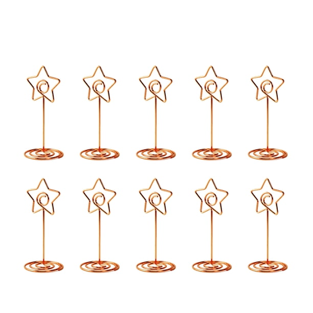 10 clips de notas con forma de estrella, creativos, para notas, fotos, soporte de escritorio (oro rosa)