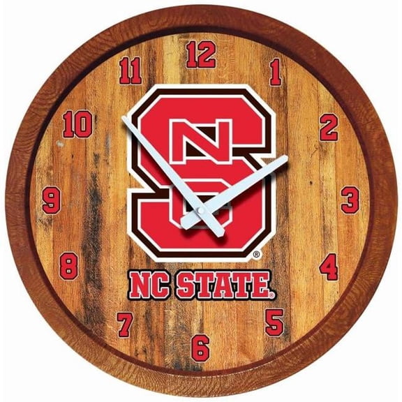 Grimm Industries NC-560-01 20 in. Barrel Team Wall Clock - NC Color Primary Logo, White, Red, & Brown