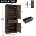 thumbnail image 6 of DWVO Pantry Cabinet with Shelves and Doors, Kitchen Storage Cabinet with Drawer, Dark Oak, 6 of 11