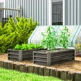 thumbnail image 2 of Outsunny Ensemble de 2 Bacs de Jardin Surélevés, Jardinière Galvanisée, Gris Foncé, 2 of 10