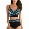 thumbnail image 1 of 2 Pcs Maillots de Bain pour Femmes Conservateur Imprimé Maillot de Bain à Bretelles 2 Pcs Robe de Bain, 1 of 6