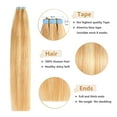 thumbnail image 3 of Tape in Human Hair Extensions Seamless Straight Tape in Hair Extensions 16 inches 20Pcs/Pack Highlighted Piano Color Tape in Extensions #27/613, 3 of 4
