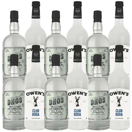 Dhōs Handcrafted Non-Alcoholic 6 Pack Gin w 6 Pack Owen’s Mixers Club Soda - Keto-Friendly, Zero Sugar, Zero Calories, Zero Proof - 750 ML - Perfect for Mocktails - A