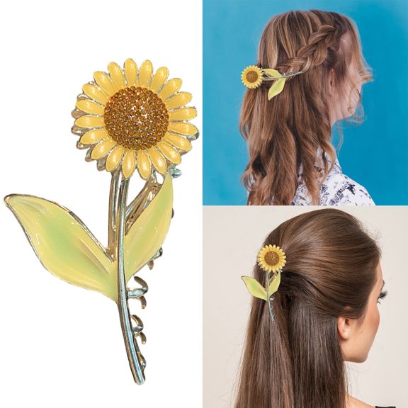 Elegant Metal Flower Hairpin for Women Non- Sunflower Design Hair Accessories for Long and Thick Hair Stylish Flower Shaped Clips for Girls