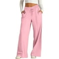 thumbnail image 2 of Women's Solid Color Lacing Wide Leg Casual Pants Summer Leisure Fashion, 2 of 5