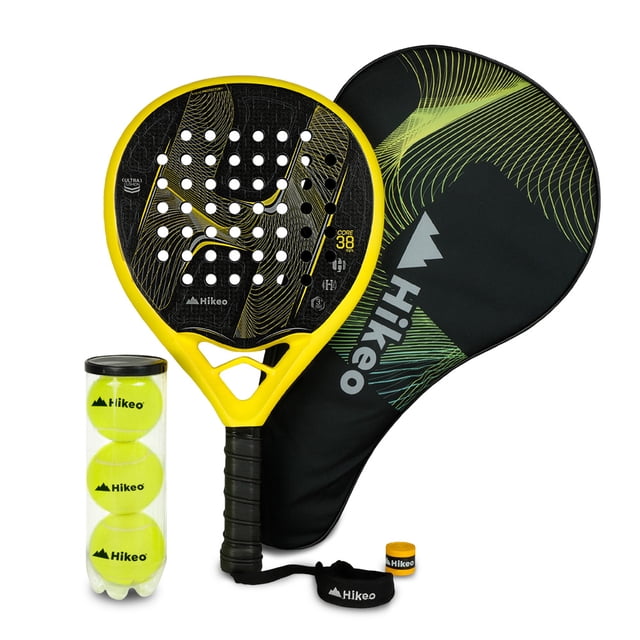 Pala de Pádel Premium con Funda 3 Pelotas y Grip Todos Niveles, HIKEO