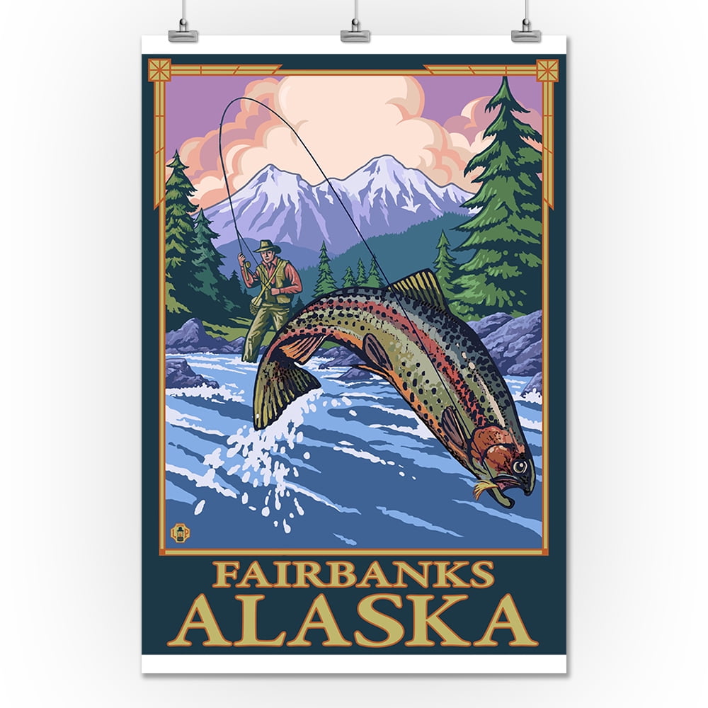 Fly Fishing Scene Fairbanks, Alaska LP Original Poster (24x36