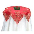 thumbnail image 1 of Creative Linens Nappe de Noël Brodée Poinsettia Bougie Cloche 33 Pouces Étoile Rouge Or Centre de Table, 1 of 2