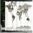 thumbnail image 3 of Ambesonne Earth Shower Curtain, World Map Print Capital City, 69"Wx70"L, Dark Sepia, 3 of 4