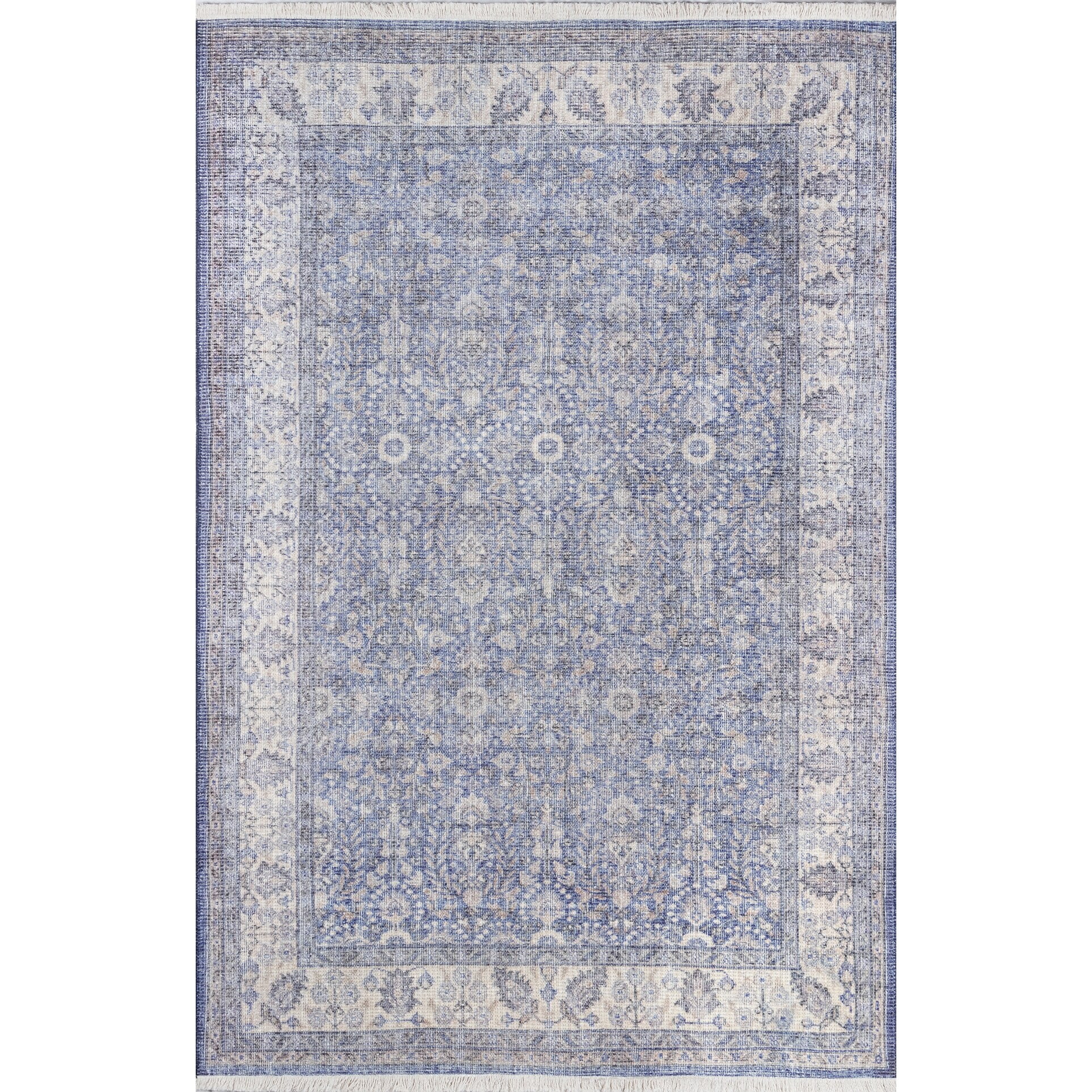 Momeni Helena Machine Made Polyester, Cotton And Jute Blue Area Rug 2' x 3'