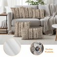 thumbnail image 6 of Vintage Boho Outdoor Waterproof Pillow Covers, Abstract Retro Geometric Striped Beige Decorative Square Throw Pillowcase Sofa Cushion Sham for Patio/Couch/Chair, 18"x18" 2 Pack, 6 of 8