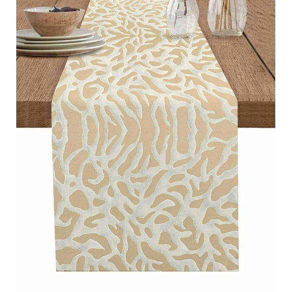 Hokiten Table Runners 108 Inches Long Dress Scarves, Beige Geometric Farmhouse Coffee/Dining/Kitchen Table Runner for Living Room, Modern Color Block Abstract 13x108 Inch
