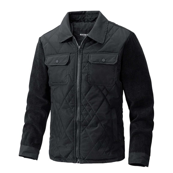 2025 Men's Quilted Shirt Jackets Casual Long Sleeve Snap Diamond Quilted Puffer Shirt Jacket With Pockets Trendy