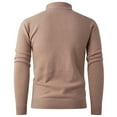 thumbnail image 5 of ZCFZJW Mens Quarter Zip Sweater Fall Winter Long Sleeve Cable Knitted Pullover Sweaters Trendy Slim Fit Basic Solid Colors Textured Sweater Tops Khaki M, 5 of 8