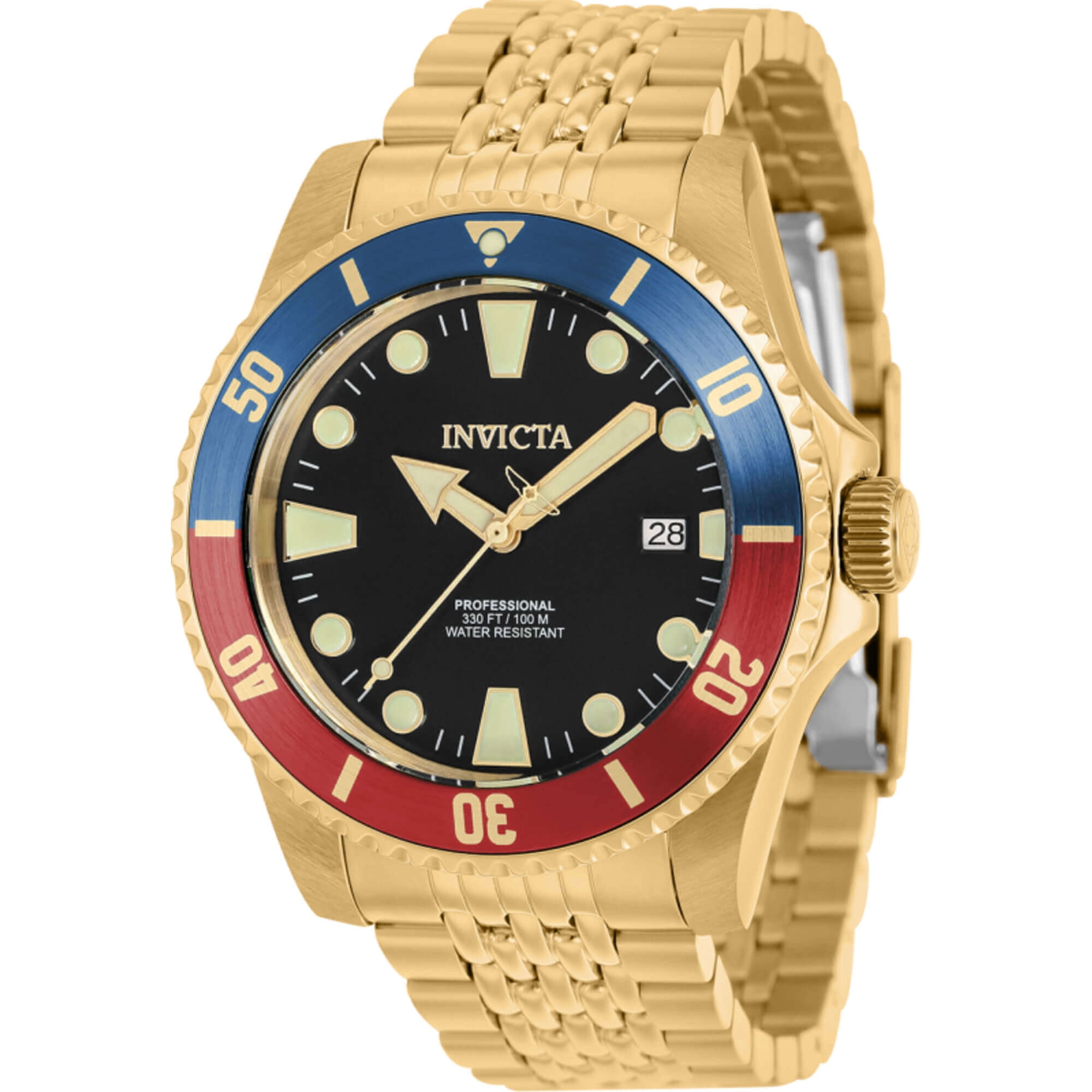 Invicta Men s 26078 Pro Diver Chronograph Blue Dial Gold Stainless Steel Watch Walmart