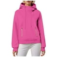 thumbnail image 2 of Xudanell Womens Hoodie Cowl Neck Long Sleeve Sweatshirts Fashion Pullover with Drawstring Teen Girls Clothes Hot Pink L, 2 of 6