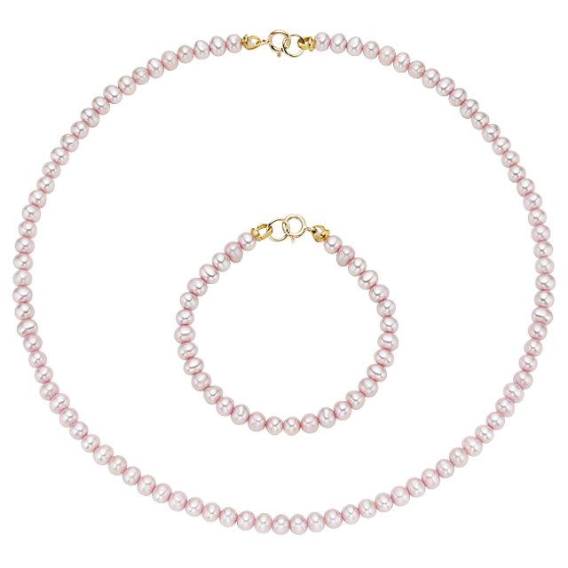 Pearlyta 14k Gold Cultured Freshwater Pearls Kid's Flower Girl Necklace