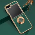 thumbnail image 1 of ELEHOLD for Samsung Galaxy Z Flip 5 Slim Case Electroplating Frame Design Lens Protection Metal Ring Holder Stand Function Compatible with Magnetic Car Mount Shockproof Lightweight Case,Green, 1 of 10