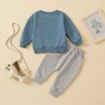 thumbnail image 5 of TOWED22 Toddler Boys Soft Clothes 2 Piece Set Long Sleeve Printed Crewneck Tee Elastic Waist Sweatpants Fall Winter Outfits(Blue,0-6 M), 5 of 9