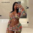 thumbnail image 2 of TROPICAL SWIM - Floral Printed Mesh Summer Vacation PRETTY COVER UP Swimwear 3 Piece Two Piece Set, 2 of 3