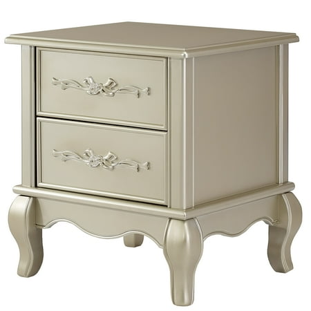 Evolur Aurora Nightstand, Metallic Gold Dust, Ample Storage