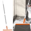Escobilla de goma resistente con mango telescópico | Hoja de goma de 90 cm para limpieza de azulejos de baño, mamparas de ducha y ventanas | Escobilla de goma doméstica naranja y gris