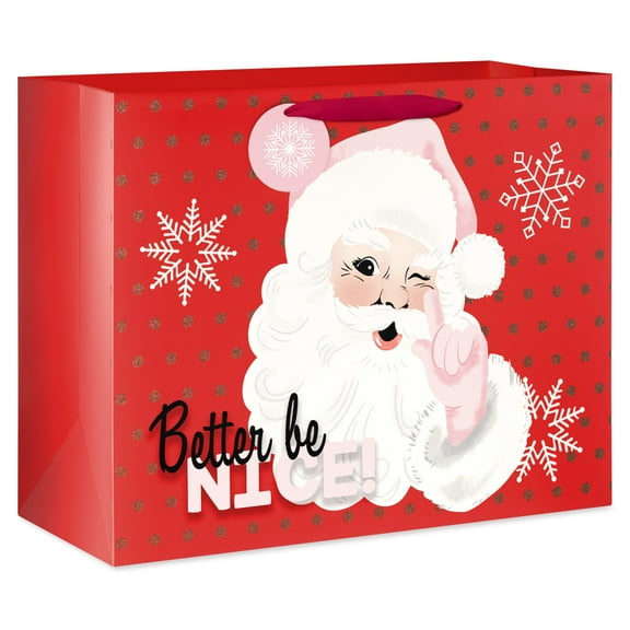 Extra Large Red Better Be Nice Santa Christmas Paper Gift Bag, 16" x 7" x 12.75", by Holiday Time
