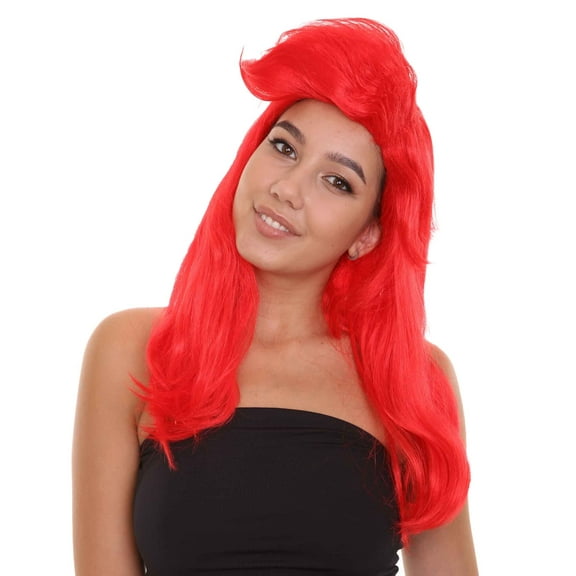 HPO Adult Red Mermaid Womens Wig | Premium Breathable Capless Cap | Flame-retardant Synthetic Fiber