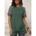 thumbnail image 5 of Womens Casual Short Sleeve Crew Neck Twist Knotted Tshirts Tops, 5 of 6
