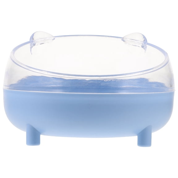 MLINS Sky Blue Hamster Sand Bathroom for Pet Use Durable Plastic Container with Transparent Lid 0.5L